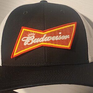 Budweiser Patched Black/White Low Profile Mesh Snapback Trucker Hat